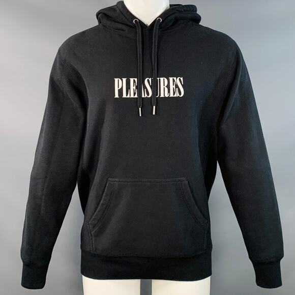 Size M Black White Rock Concert Cotton Blend Hooded Sweatshirt